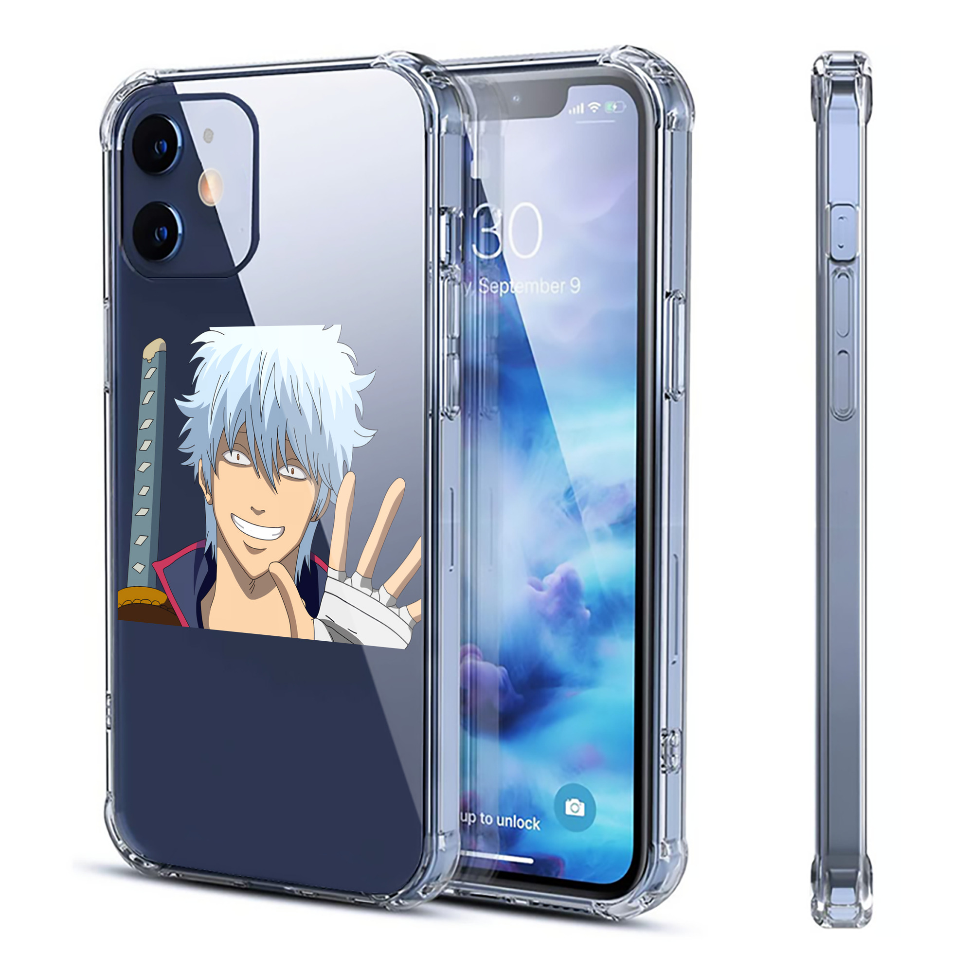 （画像用） ぎんたま 坂田銀時（さかたぎんとき） 神楽 志村新八（しむら しんぱち） GINTAMA Sakata Gintoki Kagura Shimura Shinpachi 【iPhone 12シリーズ対応】透明スマホケース（クリアソフトケース）